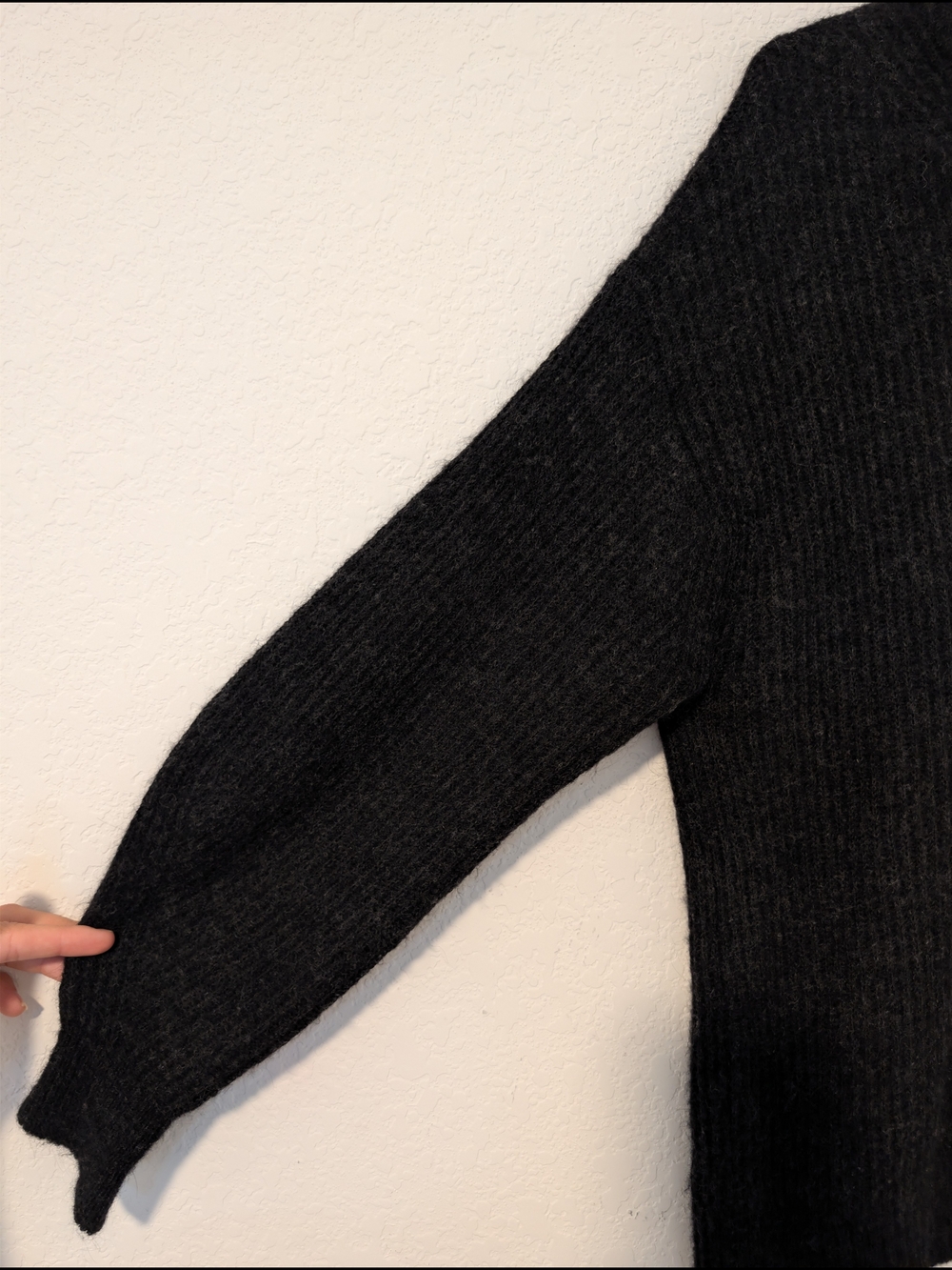 Everlane Heathered Black Alpaca Wool Crewneck Oversized The Cocoon Crew SM - Picture 11 of 13